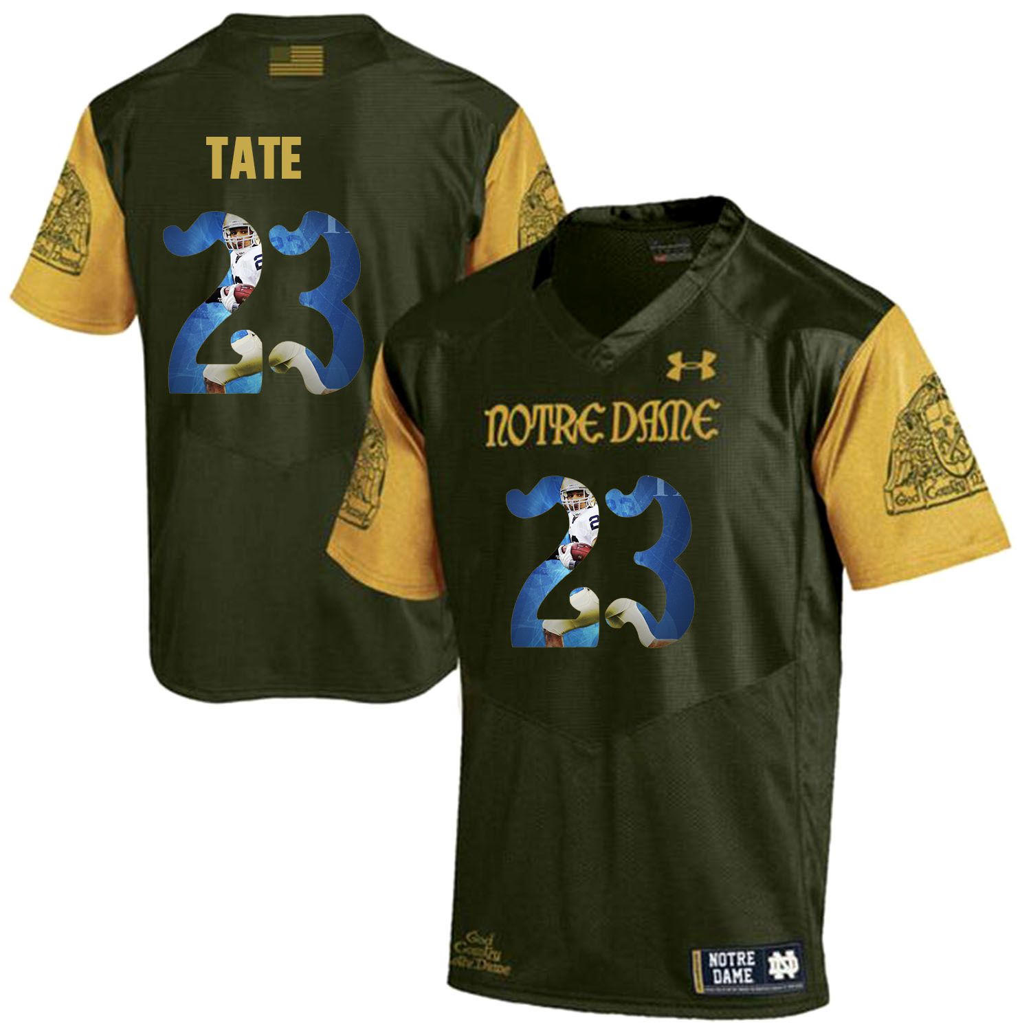 Men Norte Dame Fighting Irish #23 Tate Green Fashion Edition Customized NCAA Jerseys